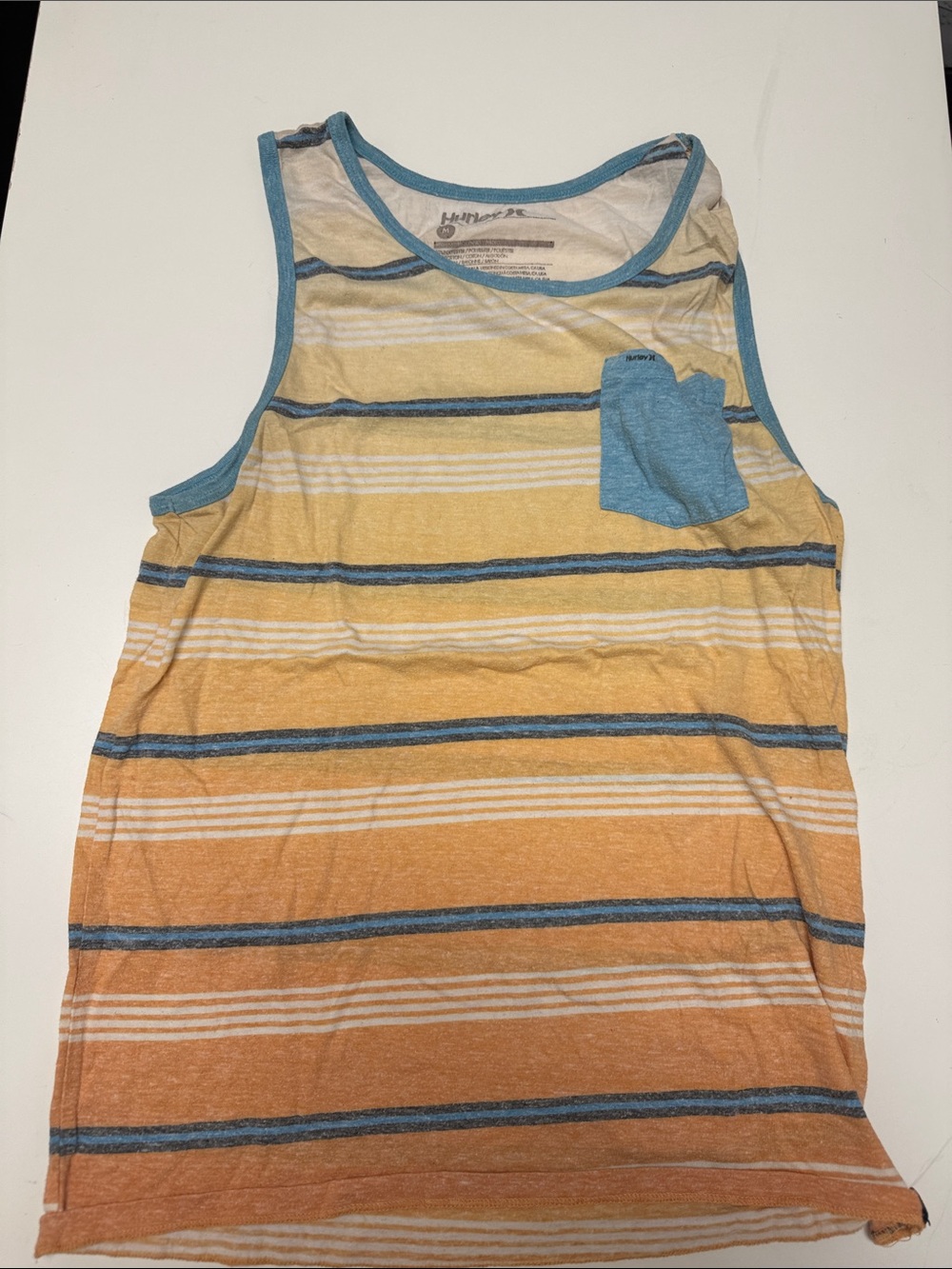 Hurley Boys Striped Tank with Blue Pocket - Yellow, Blue & Orange
